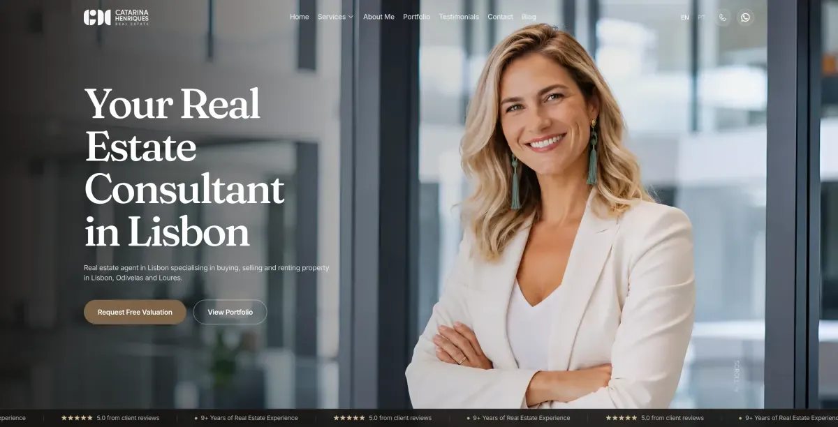 Screenshot of the Catarina Henriques Imobiliária website